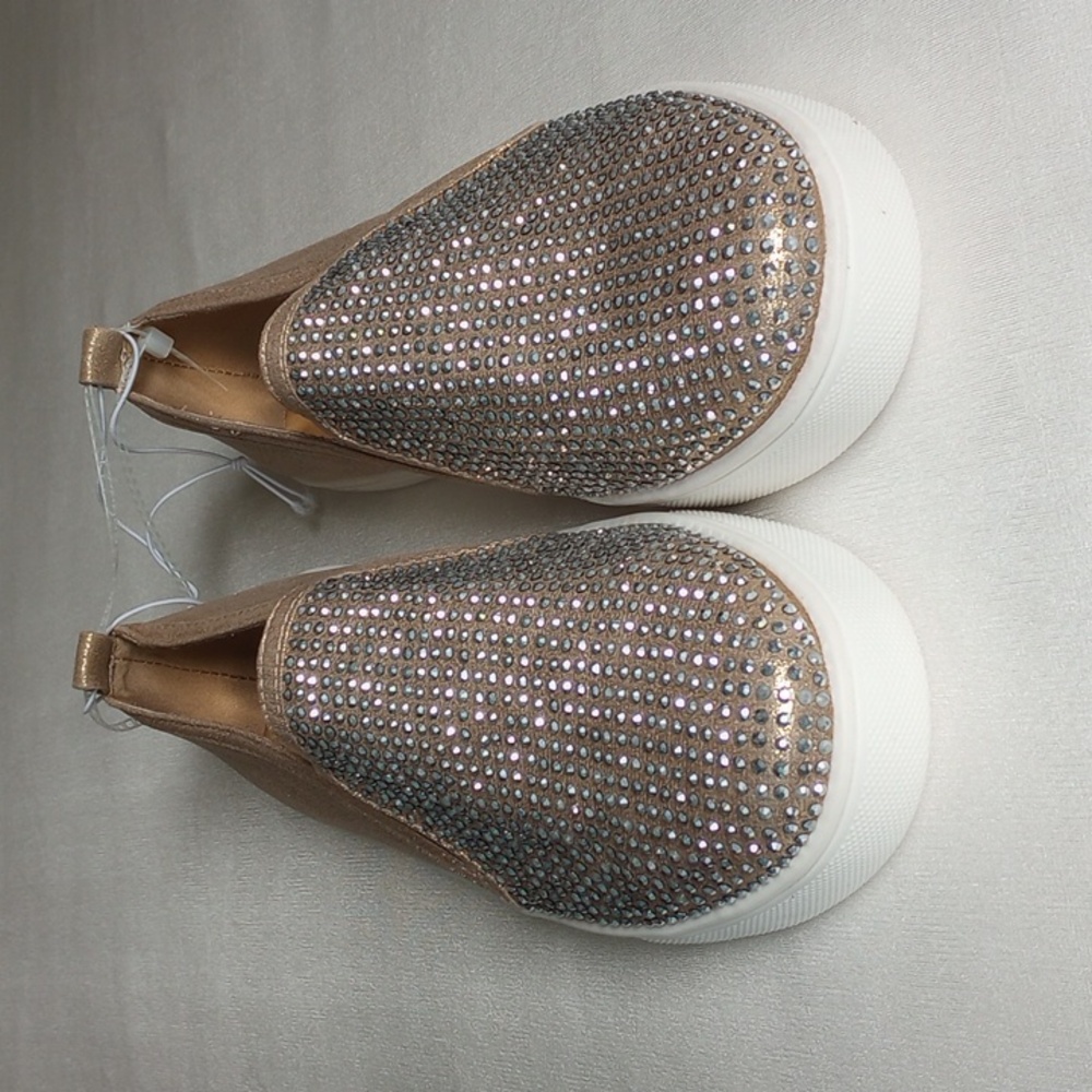 NWOT Carlos Pave' Studded Loafers Slip-On Shoes 8 Light Gold - Picture 3 of 7